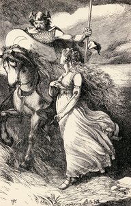 Ír lovag és leány, „Thomas More költői művei” kiadásából, a Dalziel Brothers metszetében (fl.1839-90) alkotó: English School